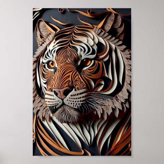3D TIGER WALL ART POSTER (Vorne)