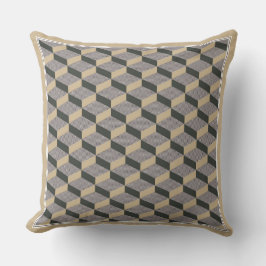 3D tiles beige design Throw Pillow Kissen