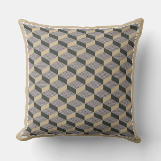 3D tiles beige design Throw Pillow Kissen