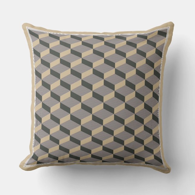 3D tiles beige design Throw Pillow Kissen (Vorderseite)
