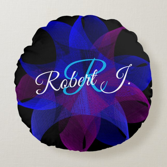 3D To 2D Geometric Cylinder Ring Round Pillow Rundes Kissen (Vorderseite)