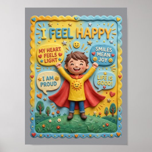 3D-Ton glückliches Kind Freude Achtsamkeit Bildung Poster (Vorne)