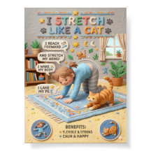 3D-Ton-Kind-und-Katze-Recken-Bildungsplakat