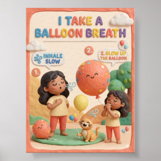 3D-Ton-Puttes-Kind-Ballon-Atmung-Bildungsmaterial Poster