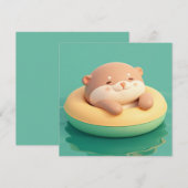 3D-Ton-Seekotter schwebend in Schwimmring Grußkart (Vorne/Hinten)