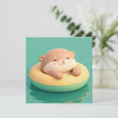 3D-Ton-Seekotter schwebend in Schwimmring Grußkart (Stehend Vorderseite)