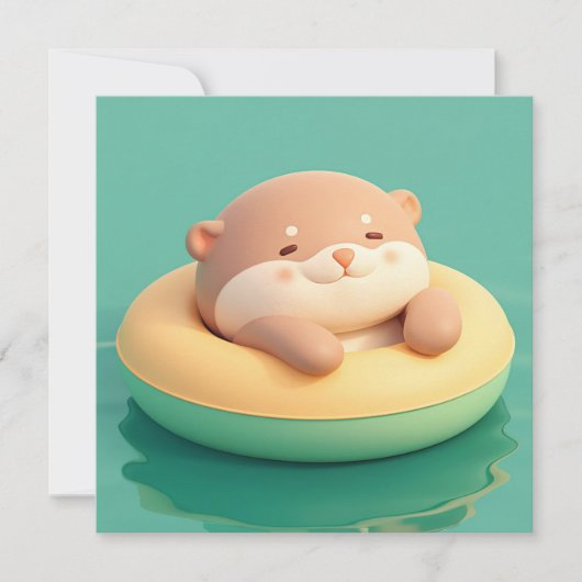 3D-Ton-Seekotter schwebend in Schwimmring Grußkart (Vorderseite)