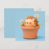 3D-Ton-Stachelschwein in orangem Blumentopf Postka (Vorne/Hinten)