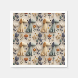 3D-Tonstil-muster mit süßen Hunden Serviette