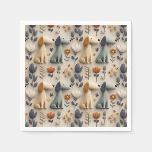 3D-Tonstil-muster mit süßen Hunden Serviette (Vorderseite)