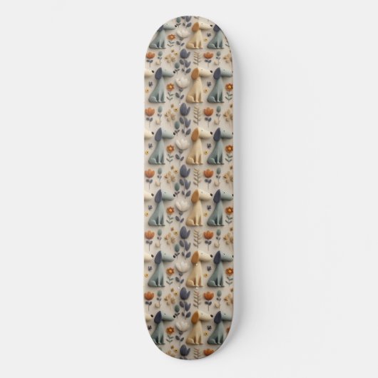 3D-Tonstil-Muster mit süßen Hunden Skateboard (Vorderseite)