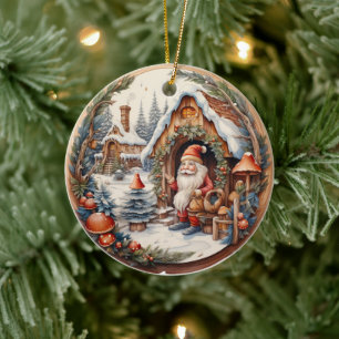 3D TRADITIONELLE CHRISTMAS VINTAG SANTA CLAUS KERAMIK ORNAMENT