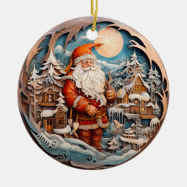 3D TRADITIONELLE CHRISTMAS VINTAG SANTA CLAUS KERAMIK ORNAMENT