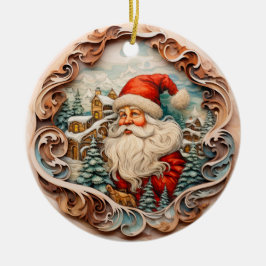 3D TRADITIONELLE CHRISTMAS VINTAG SANTA CLAUS KERAMIK ORNAMENT