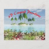3D Tropical Sandy Beach Palm Tree Islands Postkarte (Vorderseite)