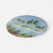 3D tropische Sandy Strand-Palme-Inseln Pappteller (Schrägansicht)