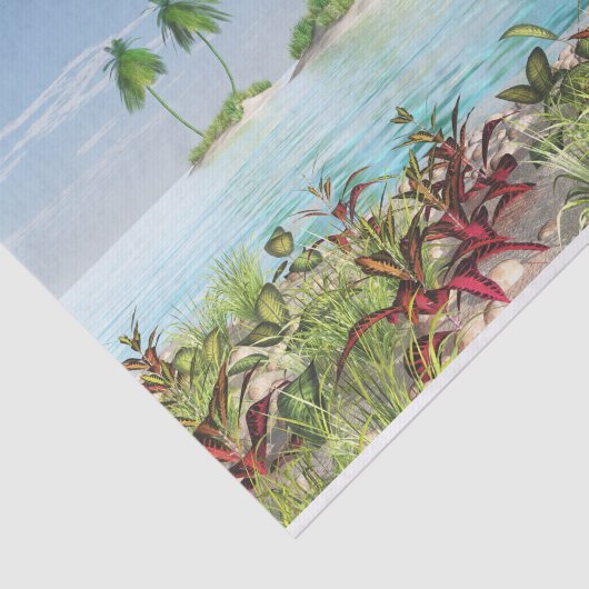 3D tropische Sandy Strand-Palme-Inseln Seidenpapier (Ausschnitt)