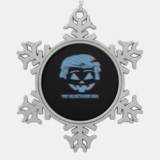 3D Trumpkin Halloween wieder groß Schneeflocken Zinn-Ornament (Vorderseite)