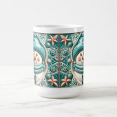 3D Türkiser Weihnachts-Schneemann  Kaffeetasse (Mittel)