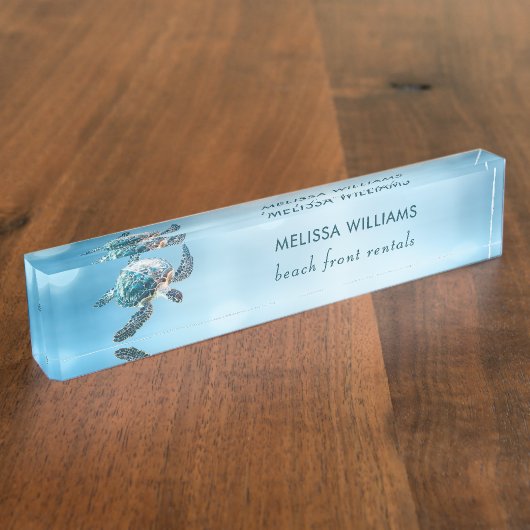 3D Turtle Beach Front Rentals Namensplakette (Seite)