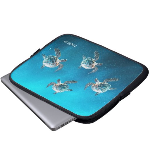 3D Turtles Coastal Laptopschutzhülle (Vorne Knopf)