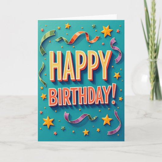 3D-Typografie-Geburtstagskarte Karte (Vorderseite)