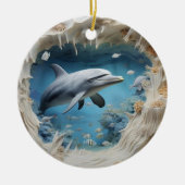 3D Unterwasser-Dolphin Weihnachten Keramik Ornament (Vorne)