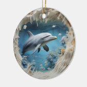 3D Unterwasser-Dolphin Weihnachten Keramik Ornament (Links)