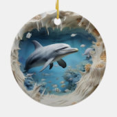 3D Unterwasser-Dolphin Weihnachten Keramik Ornament (Hinten)