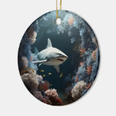3D Unterwasserhai Weihnachten Keramik Ornament (Links)