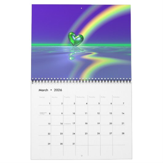 3D Urlaub und Saison Szenen Kalender (Mär 2026)