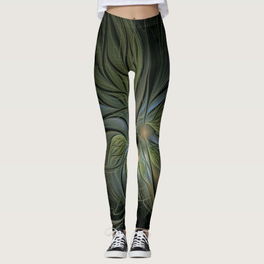 3d-verblüffendes Boho-Muster in Schwarz Leggings (Vorderseite)