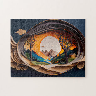 3D Visuelle Gebirge Kunst Autostereoskopie Papier  Puzzle