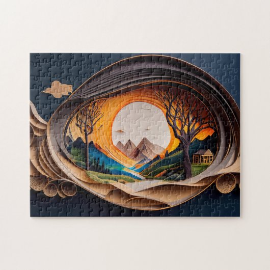 3D Visuelle Gebirge Kunst Autostereoskopie Papier  Puzzle (Horizontal)