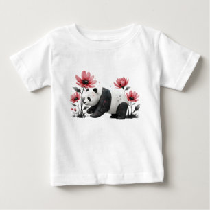 3D-Wasserfarben-Panda im Blumengarten Baby T-shirt