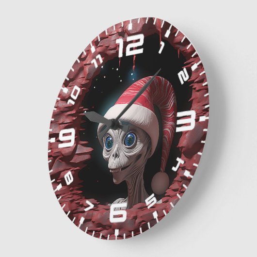 3D Weihnachts-Mars Alien Große Wanduhr (Winkel)