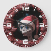 3D Weihnachts-Mars Alien Große Wanduhr (Vorderseite)