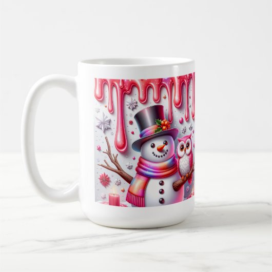 3D-Weihnachts-Schneemann mit Eule Kaffeetasse (Links)