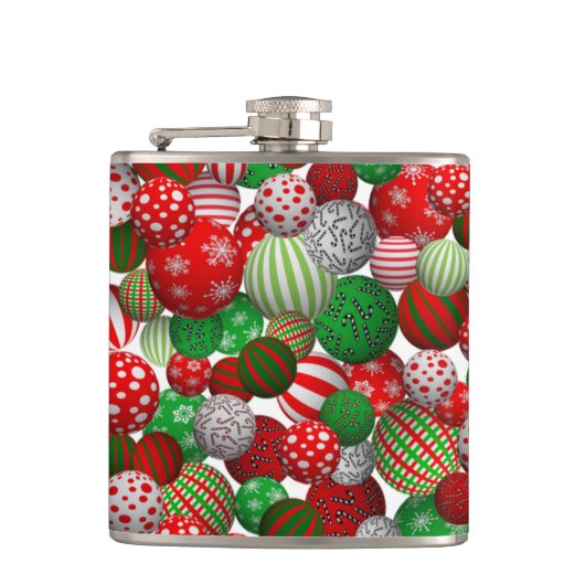 3D Weihnachtsbälle Flachmann (Vorderseite)