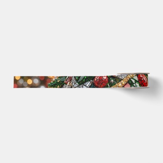 3D-Weihnachtsbaum-Mosaikband Ripsband (Vorderseite)