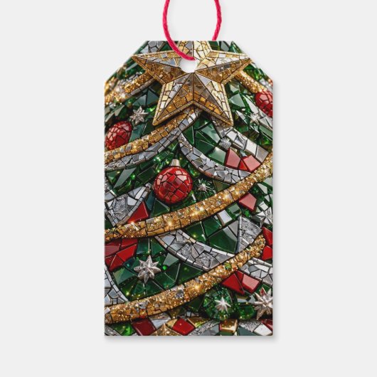 3D-Weihnachtsbaum-Mosaikmuster Geschenkanhänger (Vorderseite)