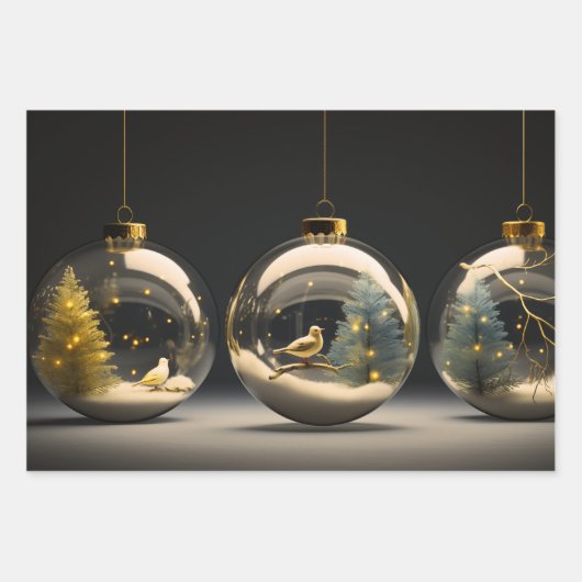 3D-Weihnachtsbaumholz-Wrapping Paper Flat Sheet-Se Geschenkpapier Set (Vorderseite 3)