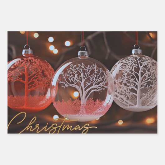 3D-Weihnachtsbaumholz-Wrapping Paper Flat Sheet-Se Geschenkpapier Set (Vorderseite 2)