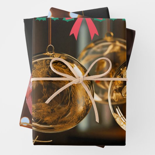 3D-Weihnachtsbaumholz-Wrapping Paper Flat Sheet-Se Geschenkpapier Set (Beispiel)