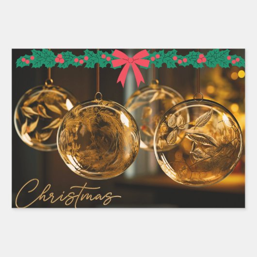 3D-Weihnachtsbaumholz-Wrapping Paper Flat Sheet-Se Geschenkpapier Set (Vorderseite)