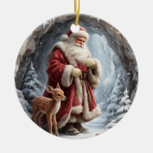 3D-Weihnachtsbaumschmuck aus Keramik mit Santa und