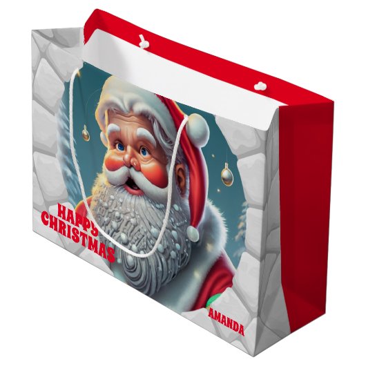 3D Weihnachtsfeiertag Große Geschenktüte (Vorderseite Schrägansicht)