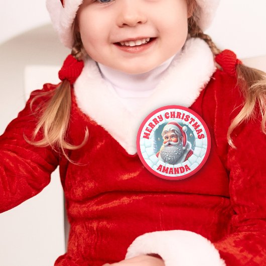 3D Weihnachtsmann Personalisierte Kinder Button
