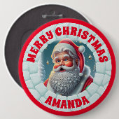3D Weihnachtsmann Personalisierte Kinder Button (Vorne & Hinten)
