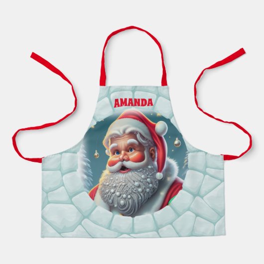 3D Weihnachtsmann Personalisierte Kinder Schürze (Vorderseite)